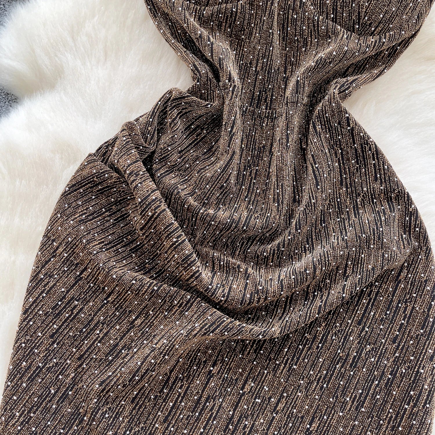 Spaghetti Strap Diamonds Design Backless Dress