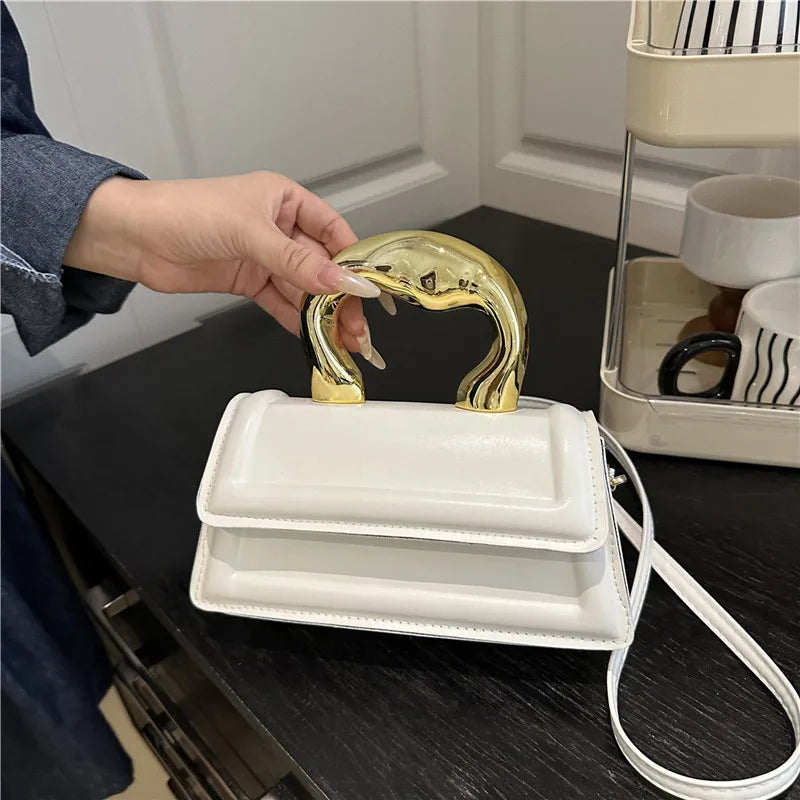 Pu Leather Mini Square Crossbody Tote Handbag
