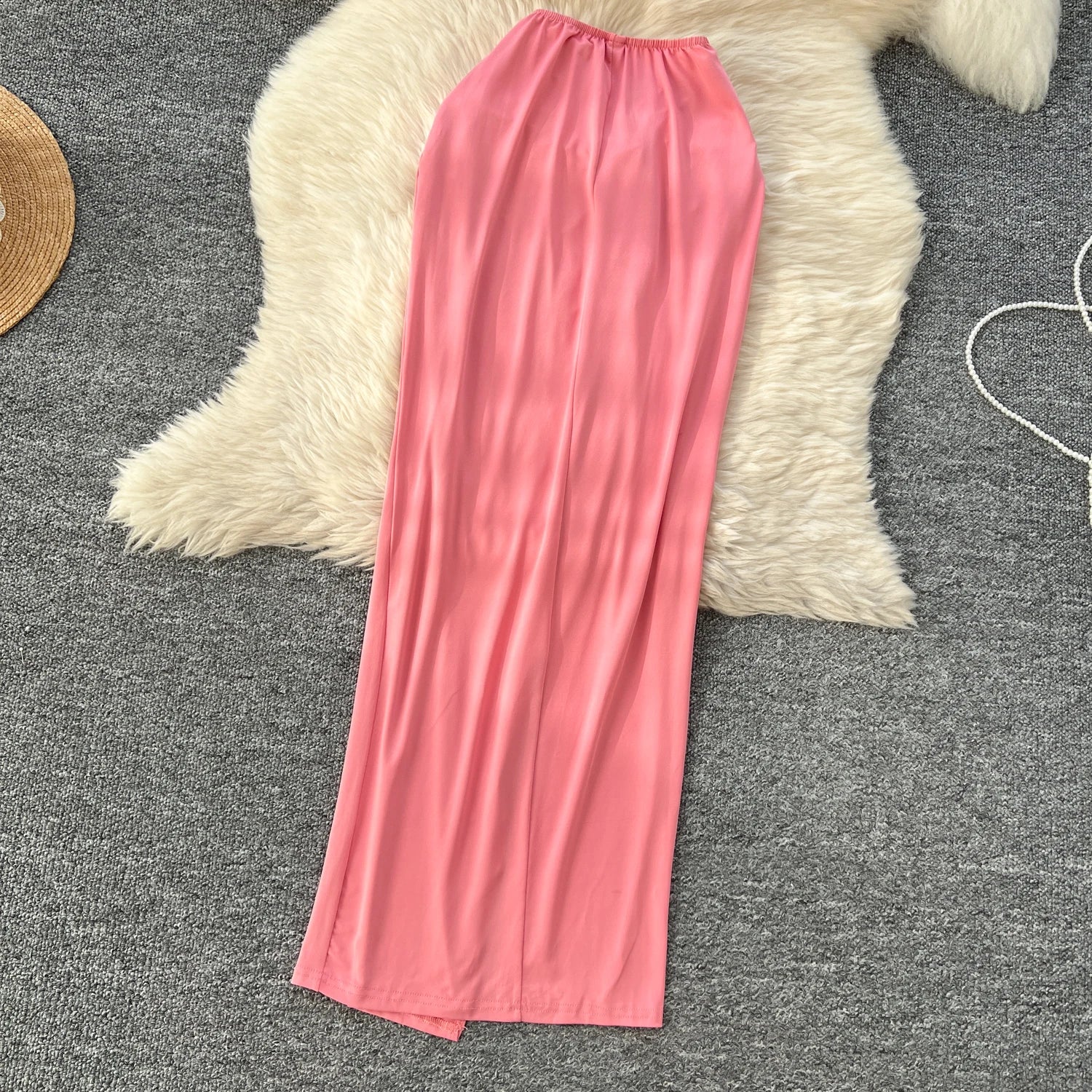 Criss-Cross Strapless Mini Tops+High Waist Split Bodycon Skirt Two Piece Set