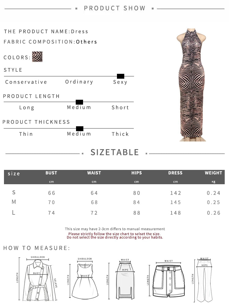 Tiger Stripes Y2K Tight Stretch Backless Split Sleeveless Dress