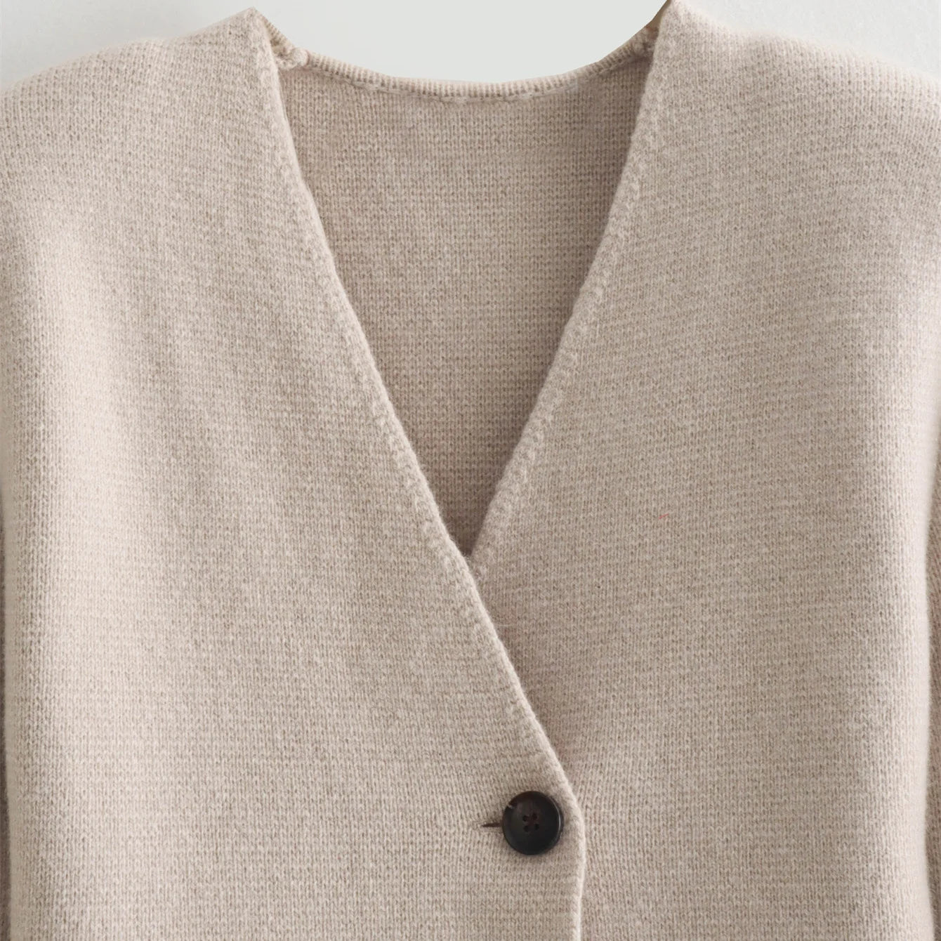 Knitted Long Sleeve V-neck Single Buckle Jacket Blazers