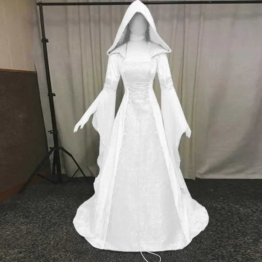 Deluxe Witch Medieval Renaissance Maxi Train Dress Costume