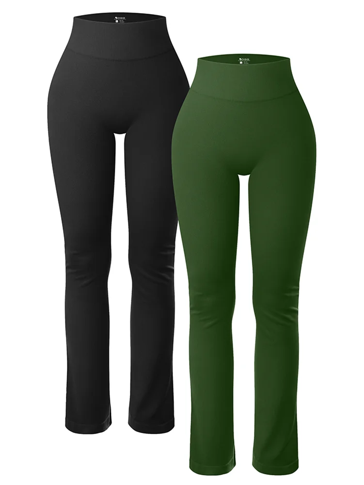 Solid Seamless Knit Yoga Flared Slim Casual Sports Leggings