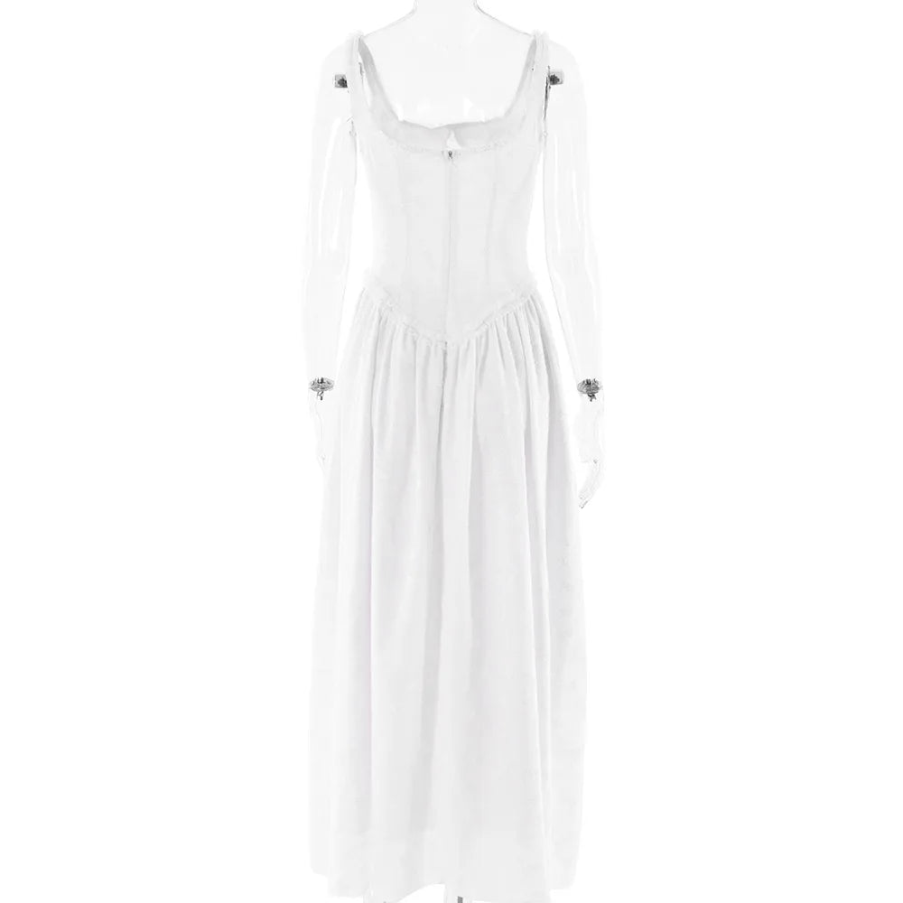 High Slit Square Collar Maxi Dress