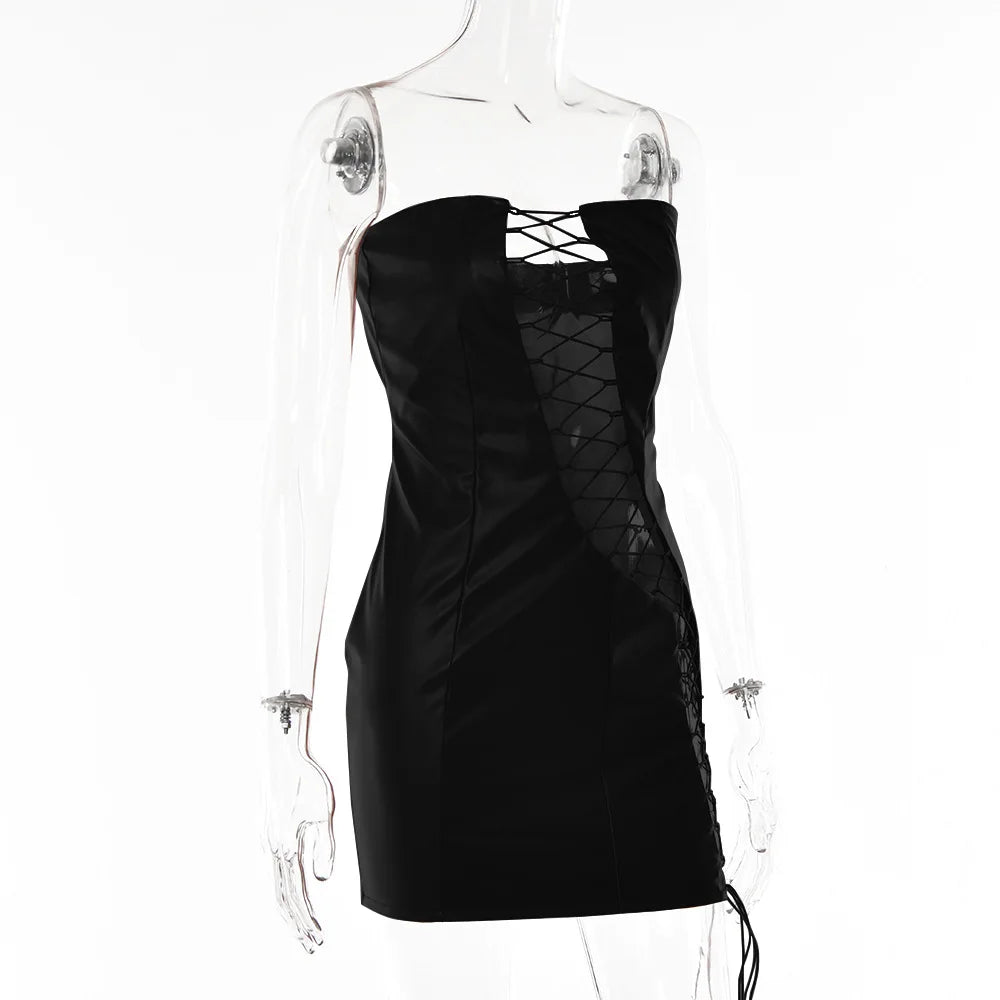 Slimming Strap Leather Dress