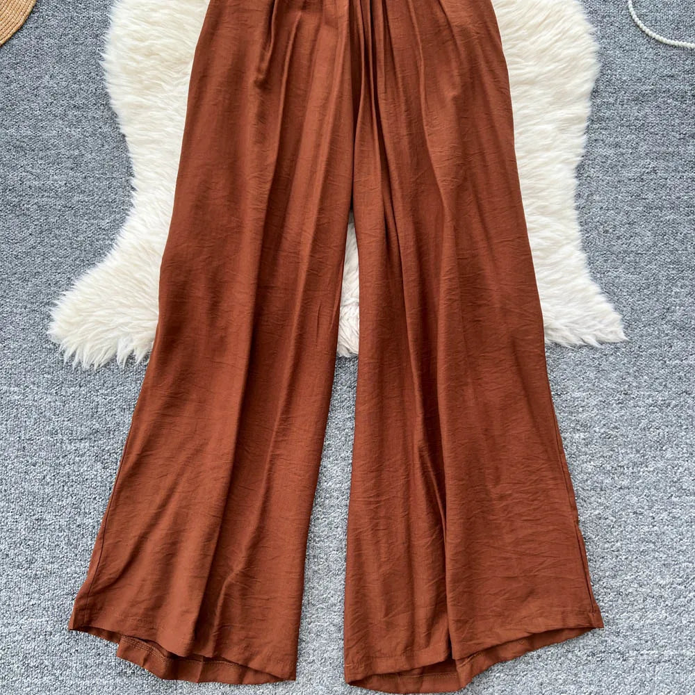 Backless Halter Lace Up Draped Chic Jumpsuit