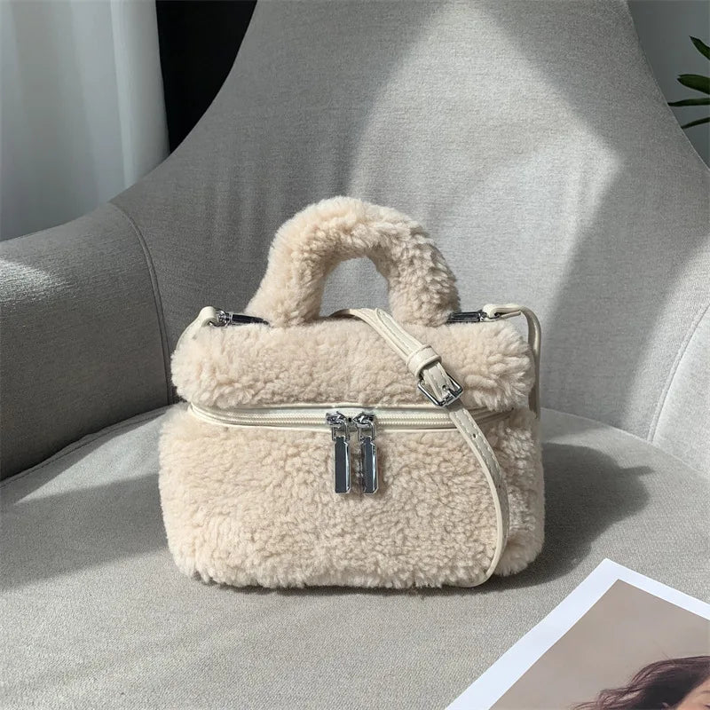 Trendy Faux Fur Shoulder Bags Handbag Y2k Girls Fashion Crossbody Bag