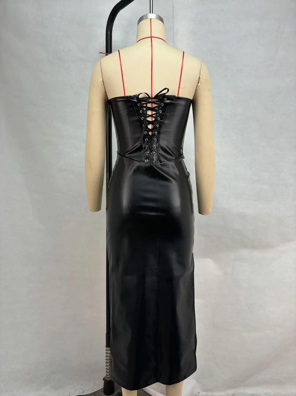 Luxury Leather Strapless Chic Y2K Cocktail Dress