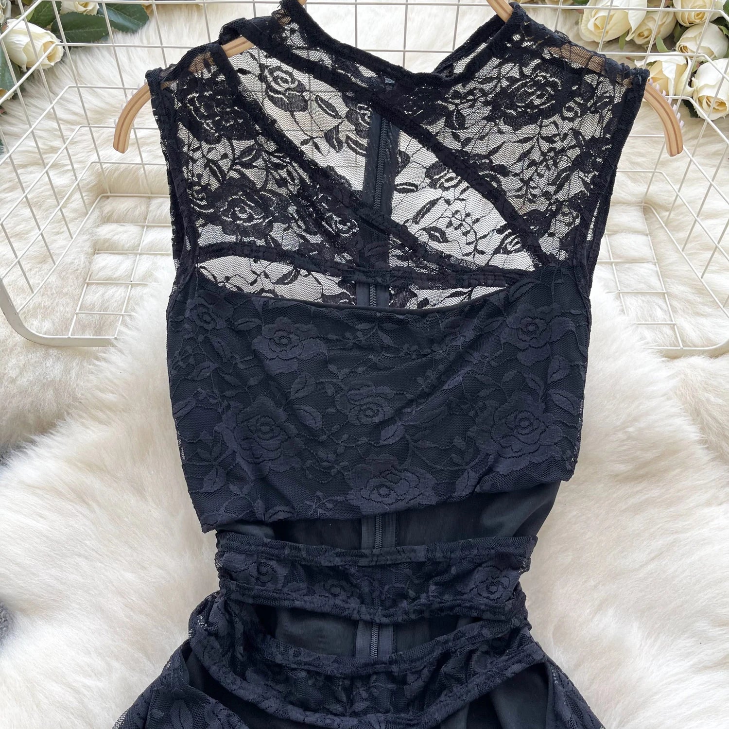 Sleeveless Sheer Hollow Out Bodycon Rompers Lace Playsuits