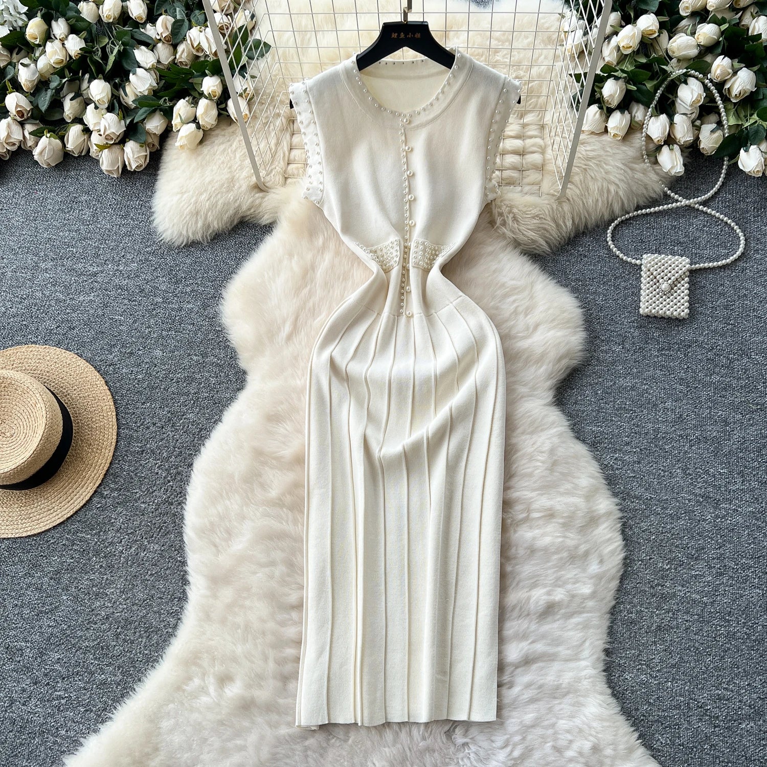 Knitting Sleeveless O Neck Slim Sundress