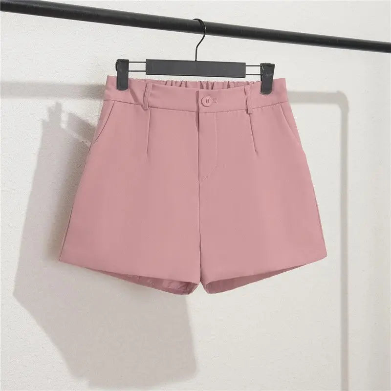 Solid Casual Elegant Office Lady Short Elastic Waist Basic All-match Loose Shorts
