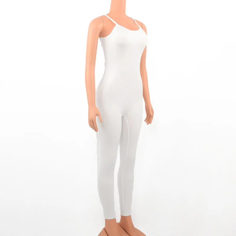 Sleeveless Spaghetti Strap Backless Casual Bodycon Jumpsuit