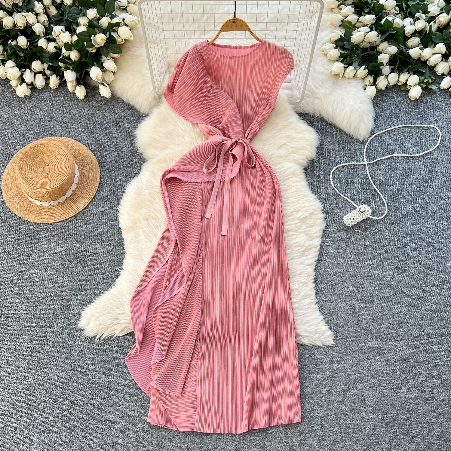 Chic asymmetrical Spliced High Waist A-line Dress