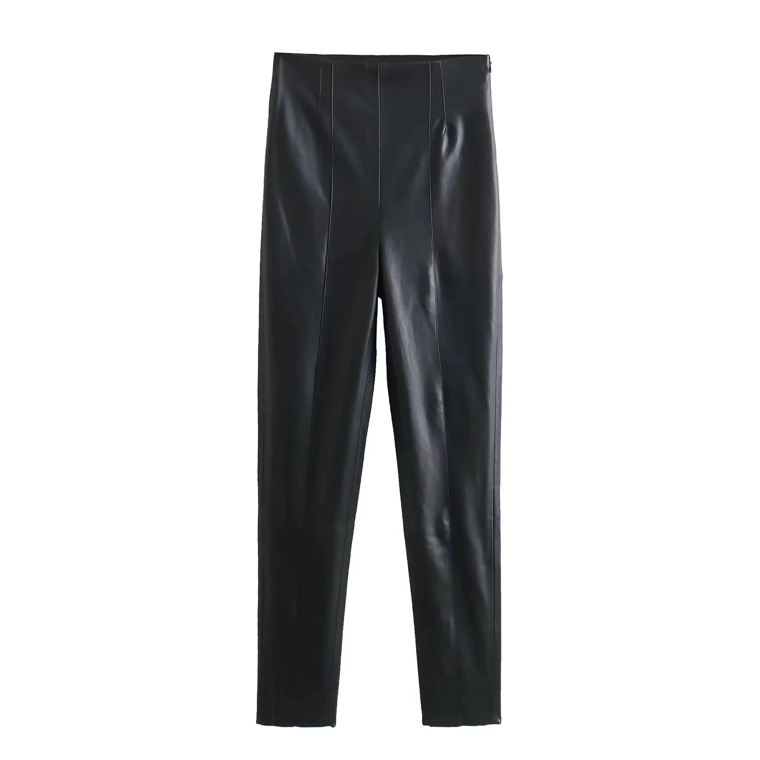 High Waist Faux Leather PU Leggings High Street Elastic Pants