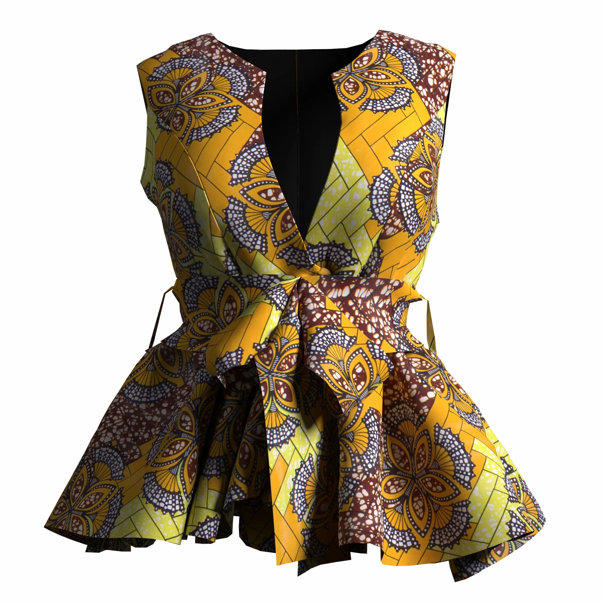 African Print Dashiki Ankara Wax Printing Jacket with Belt