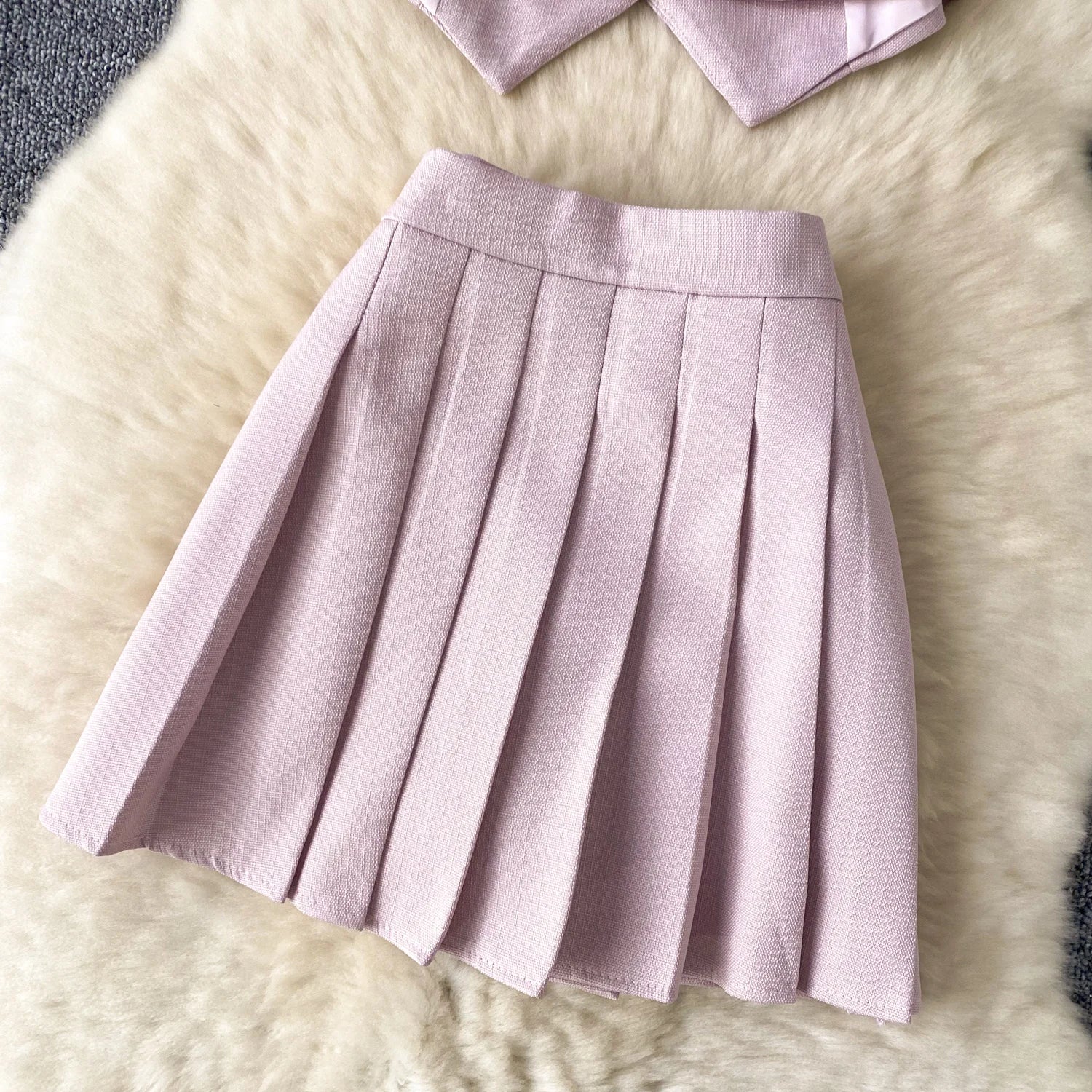 French Camisole+ Pleated Skirt Two Piece Set