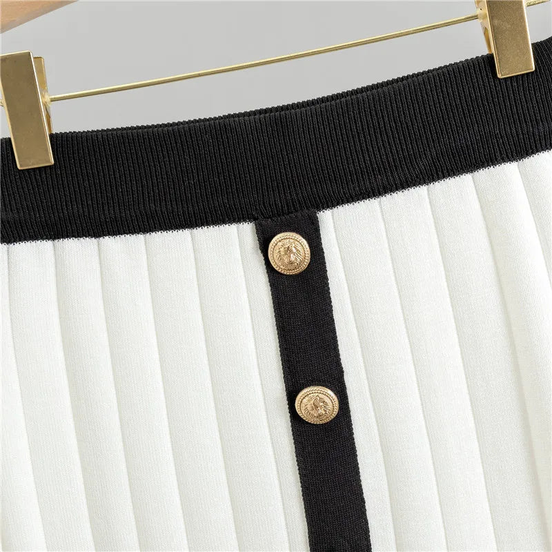 Color Block Print T-shirt High Waist Wrap Hip Two-piece Set
