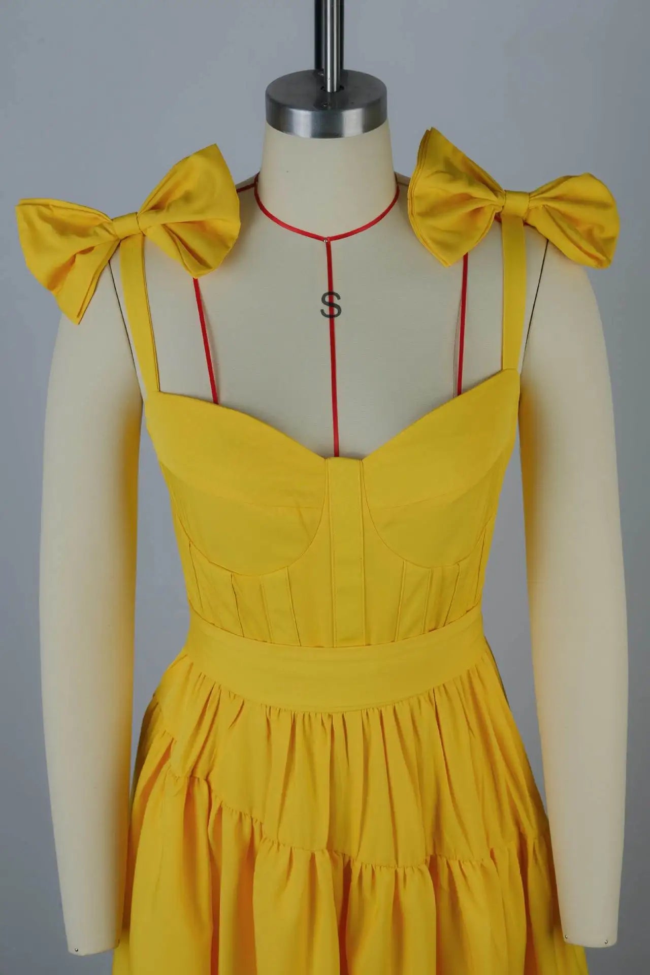 Sleeveless Strap Bow Ruffles Long Maxi Dress