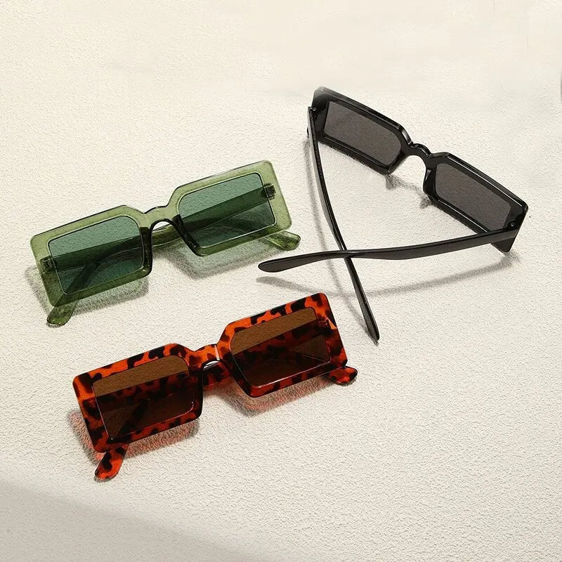 3 Pcs Small Rectangle Sunglasses Vintage  SunGlasses Shades