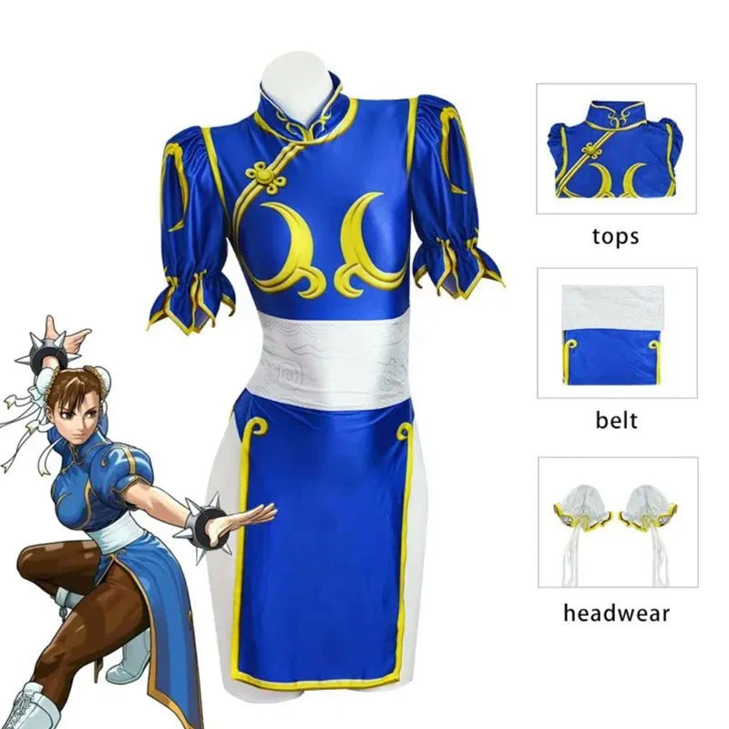 Chun Li Cosplay Dress Full Set Jackie Kung fu Halloween Party Suit