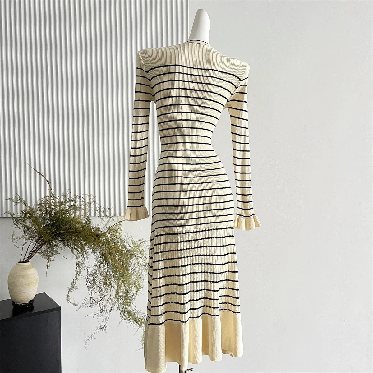 Autumn Winter French Striped Dress