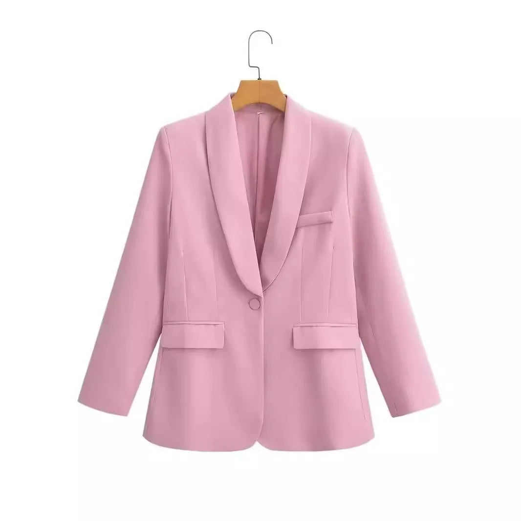 Elegant Blazer Pants Set Loose Lapel Single-breasted Jacket Coat Wide Leg Trousers Matching Suits