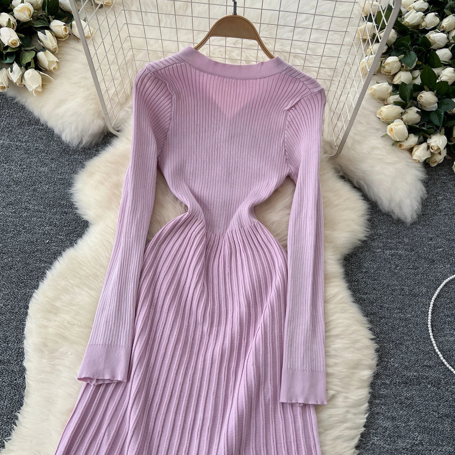 Autumn Knitting Sweater Dress
