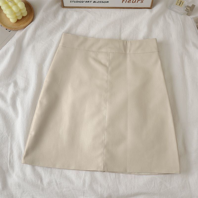 yk2 High Waist Zipper Solid Short Skirt