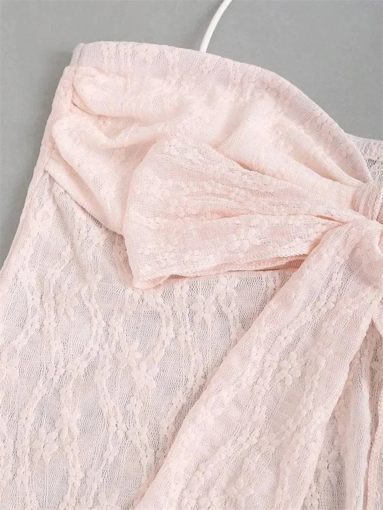 Off the Shoulder Backless V-neck Halter Y2K Crop Top