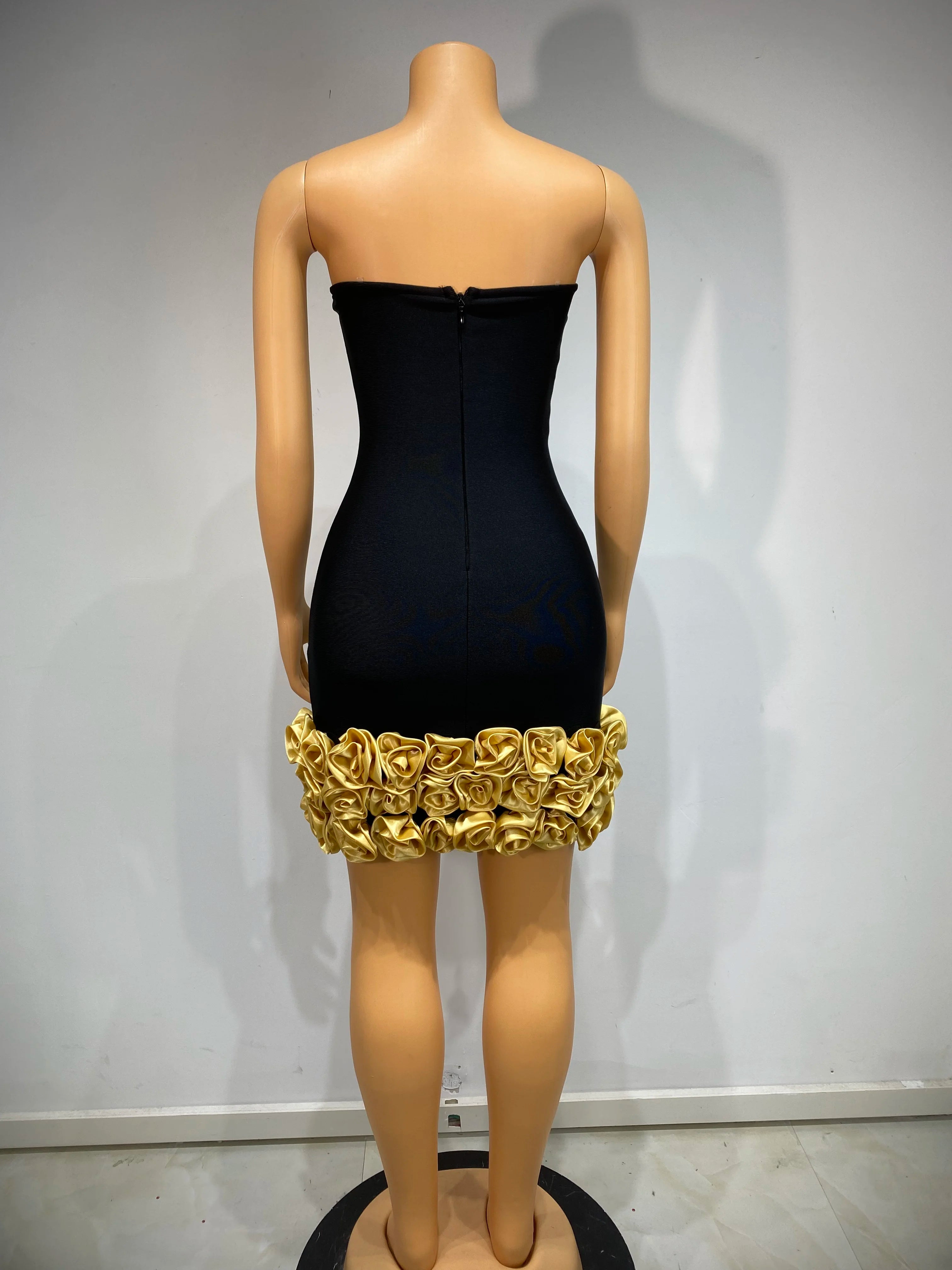 Sleeveless Flower Black Bandage Bodycon Elegant Dress