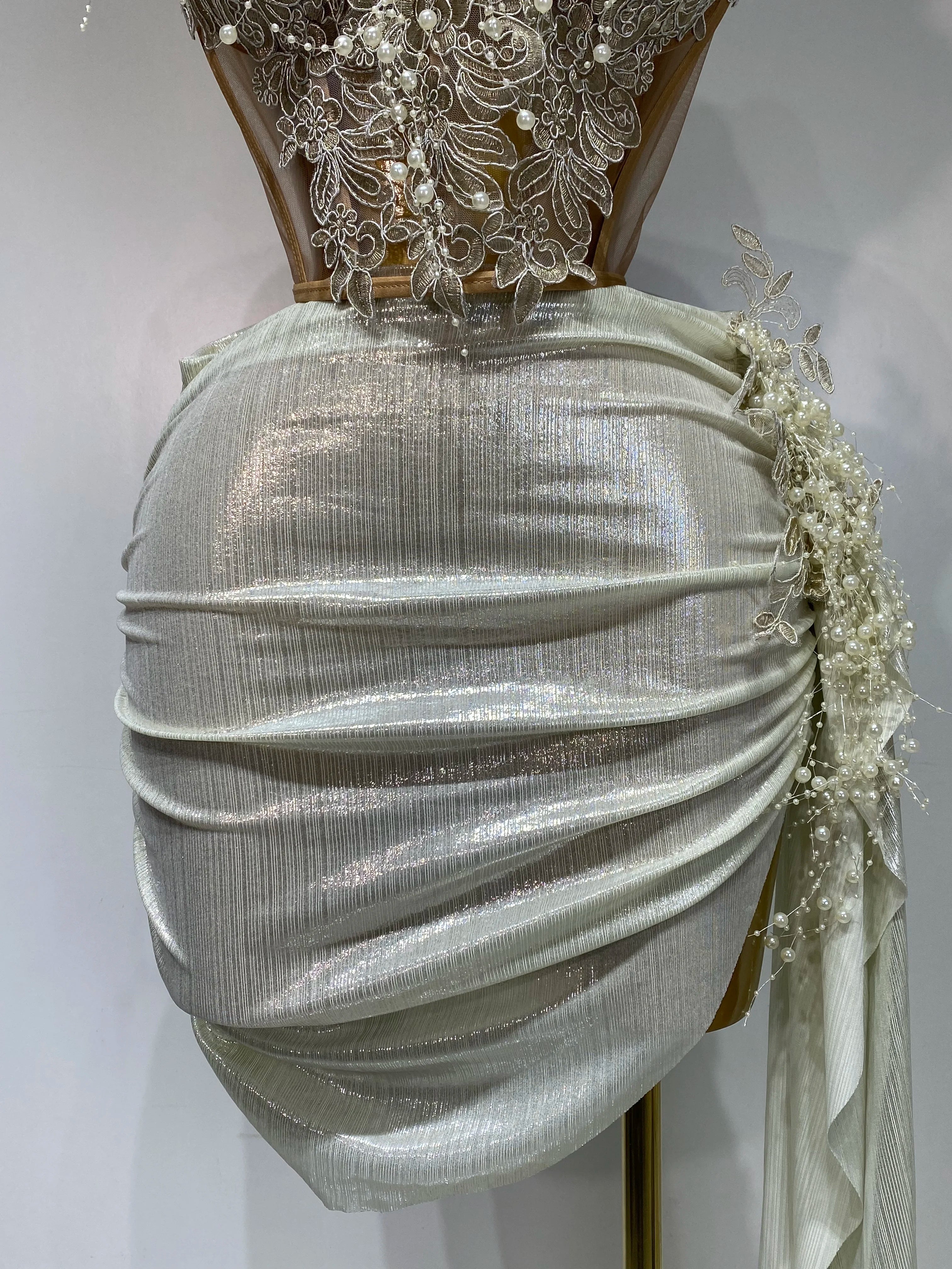 Elegant Pear Mesh See Through Luxury Two Piece Set