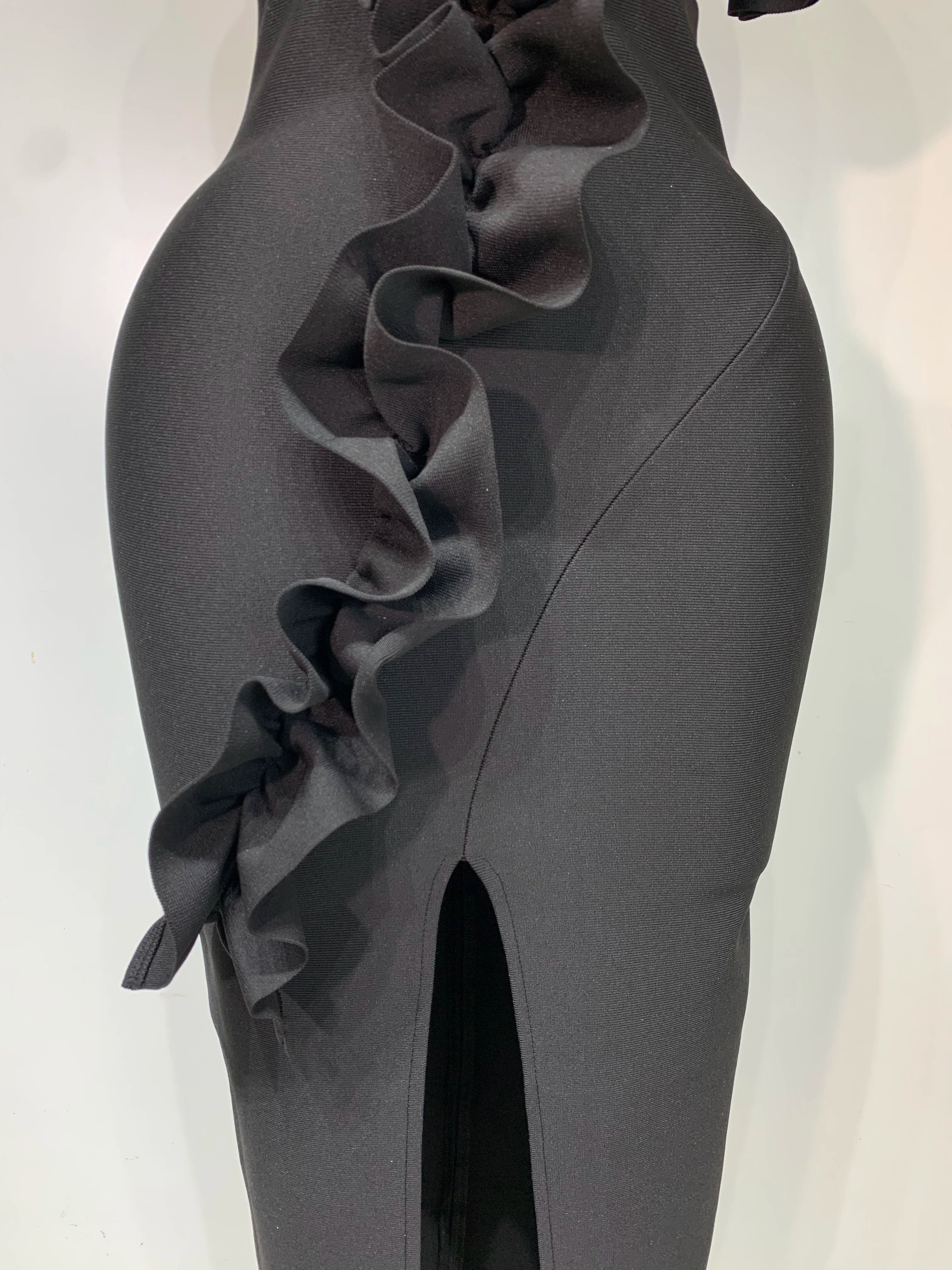 Off Shoulder Ruffles Midi Bodycon Bandage Dres