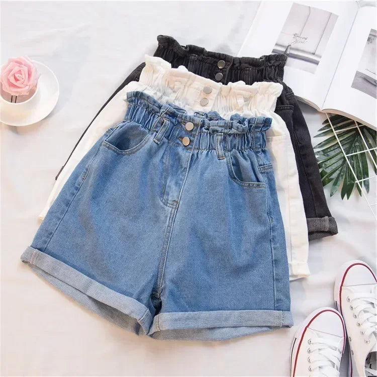 Elastic Waist Loose Casual Wide Leg Shorts for Women