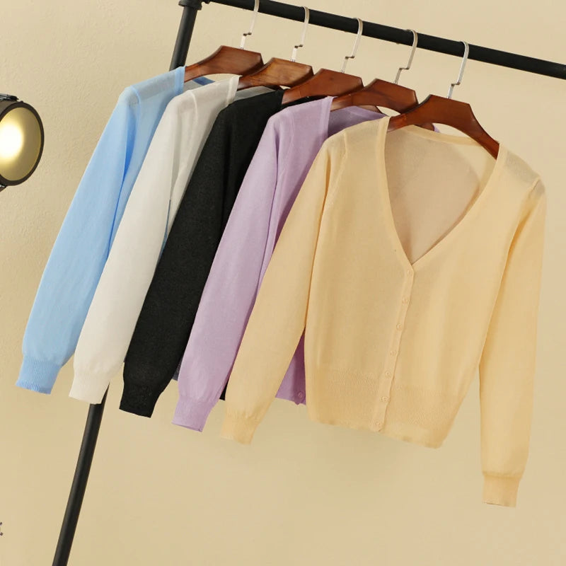 Cropped Korean V-neck Cute Cardigan