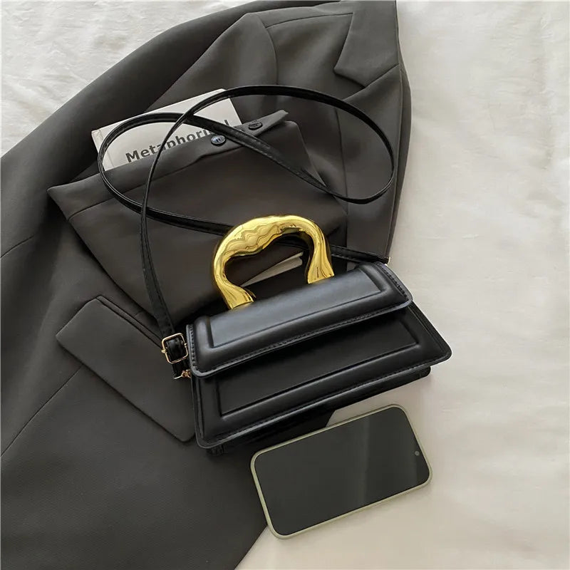 Pu Leather Mini Square Crossbody Tote Handbag