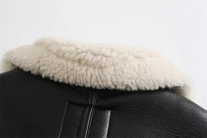 Faux Lamb Fur Warm Shearling Motor Bike Jacket