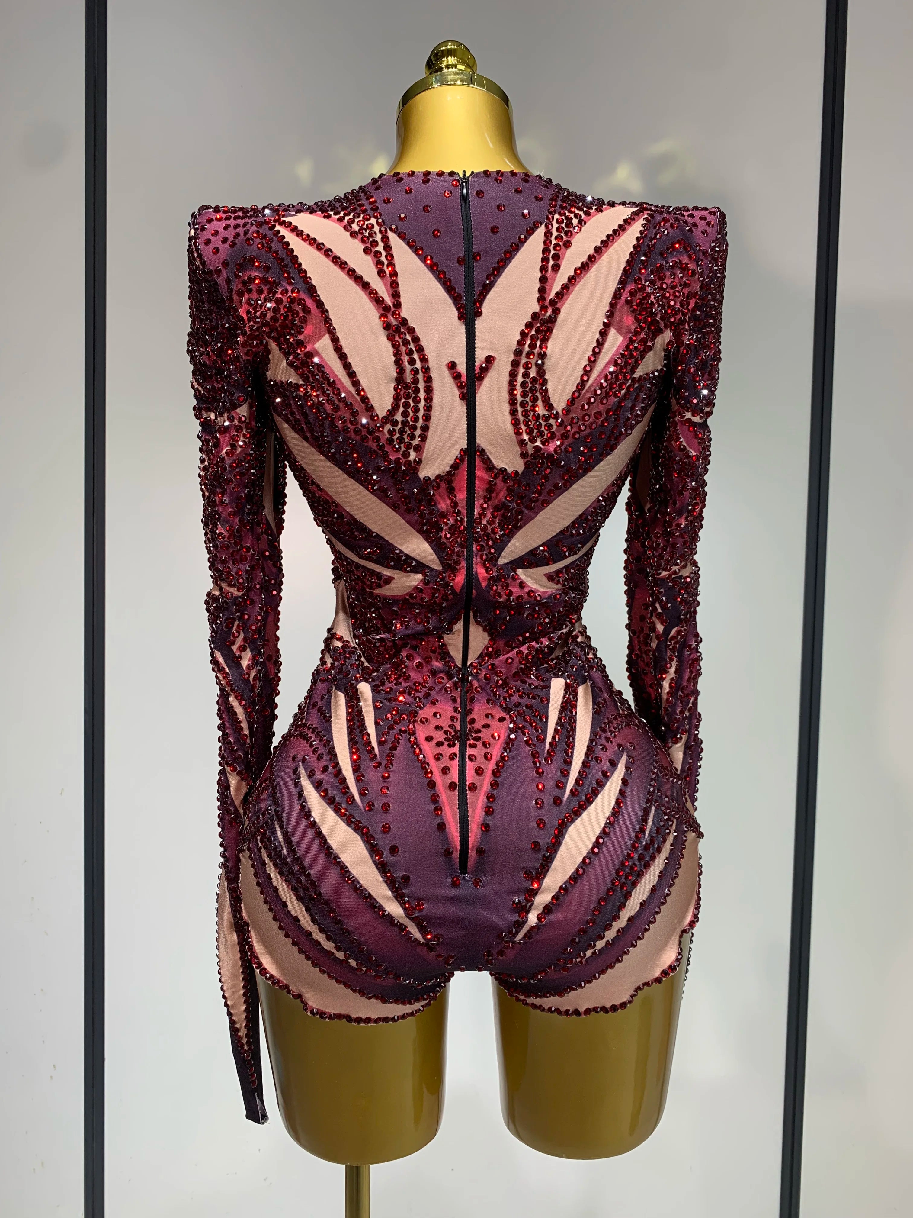 Sparkly Crystal Rhinestone Leotard Dancer Performance Nightclub Singer Stage Outfit