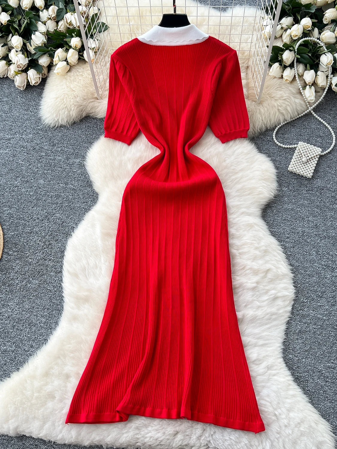 Retro Slim Fit Knitted Dress