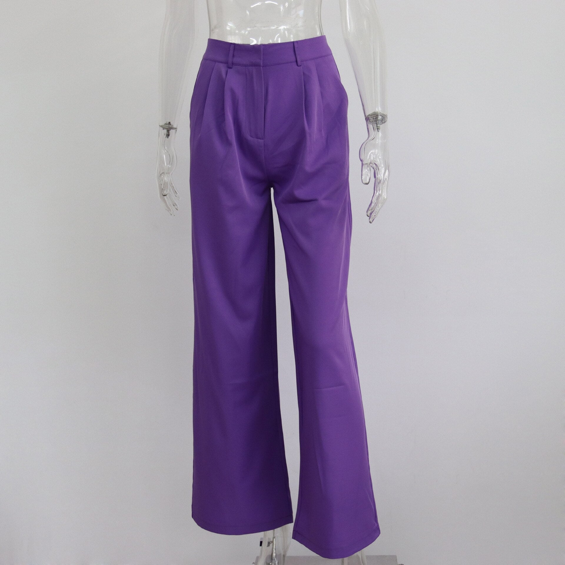 Casual High-waisted Straight Trousers