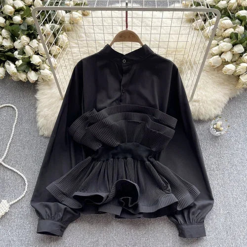French Chic Long Puff Sleeve Shirts Formal Blouse