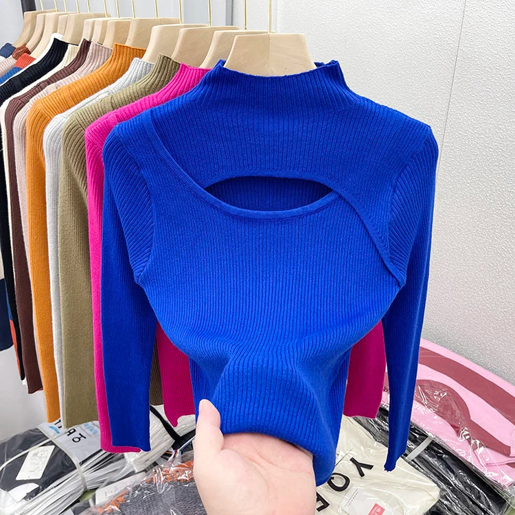 Hollow Out Slim Vintage Soft Warm Pull Pullover Knitted Sweater