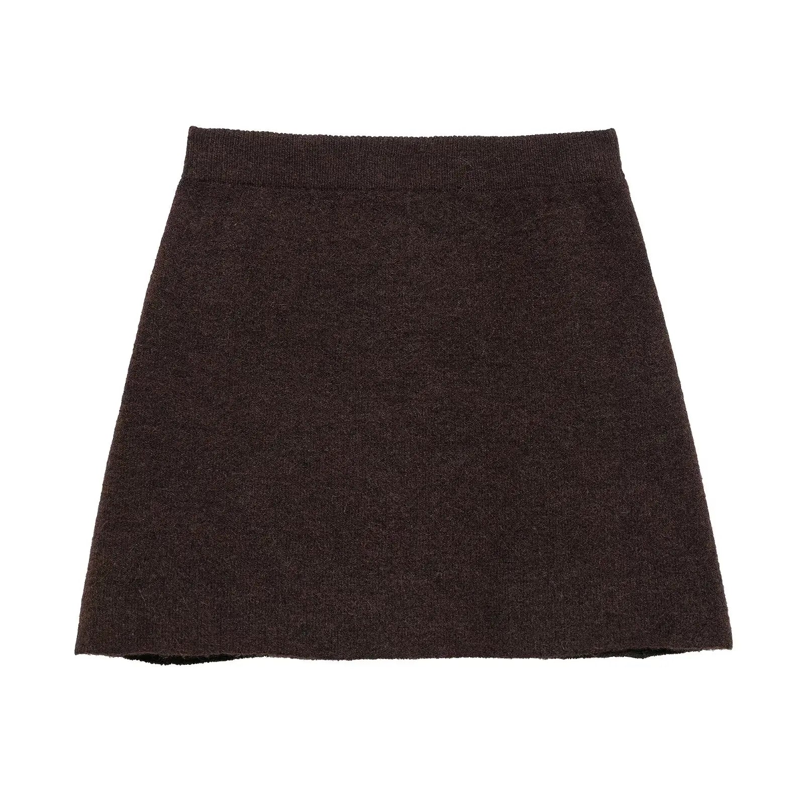 Knitted Two Pieces Autumn Winter Round Neck Long Sleeve Cardigan Sweater Waist Mini Skirt