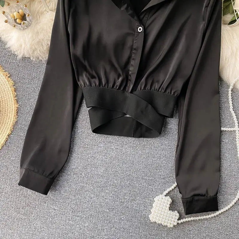 Stretchy Bandage Waist Stylish Crop Top