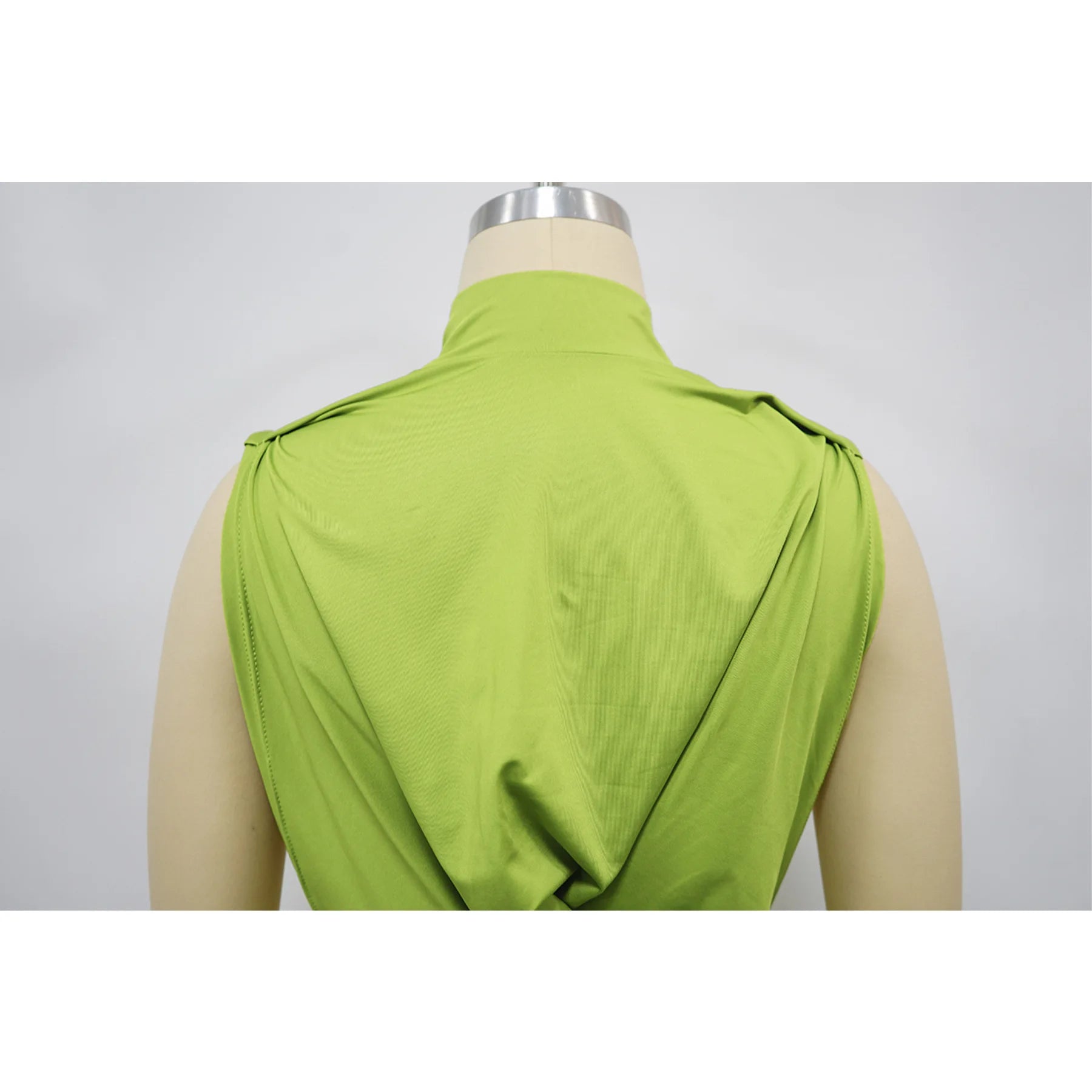 O-neck High Split Ruched Stacked Bodycon Midi Maxi Dress