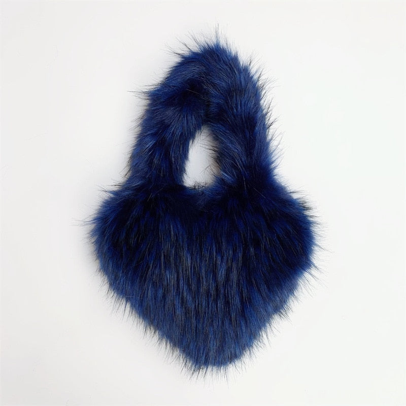 Faux Fur Heart Shaped Shoulder Bag