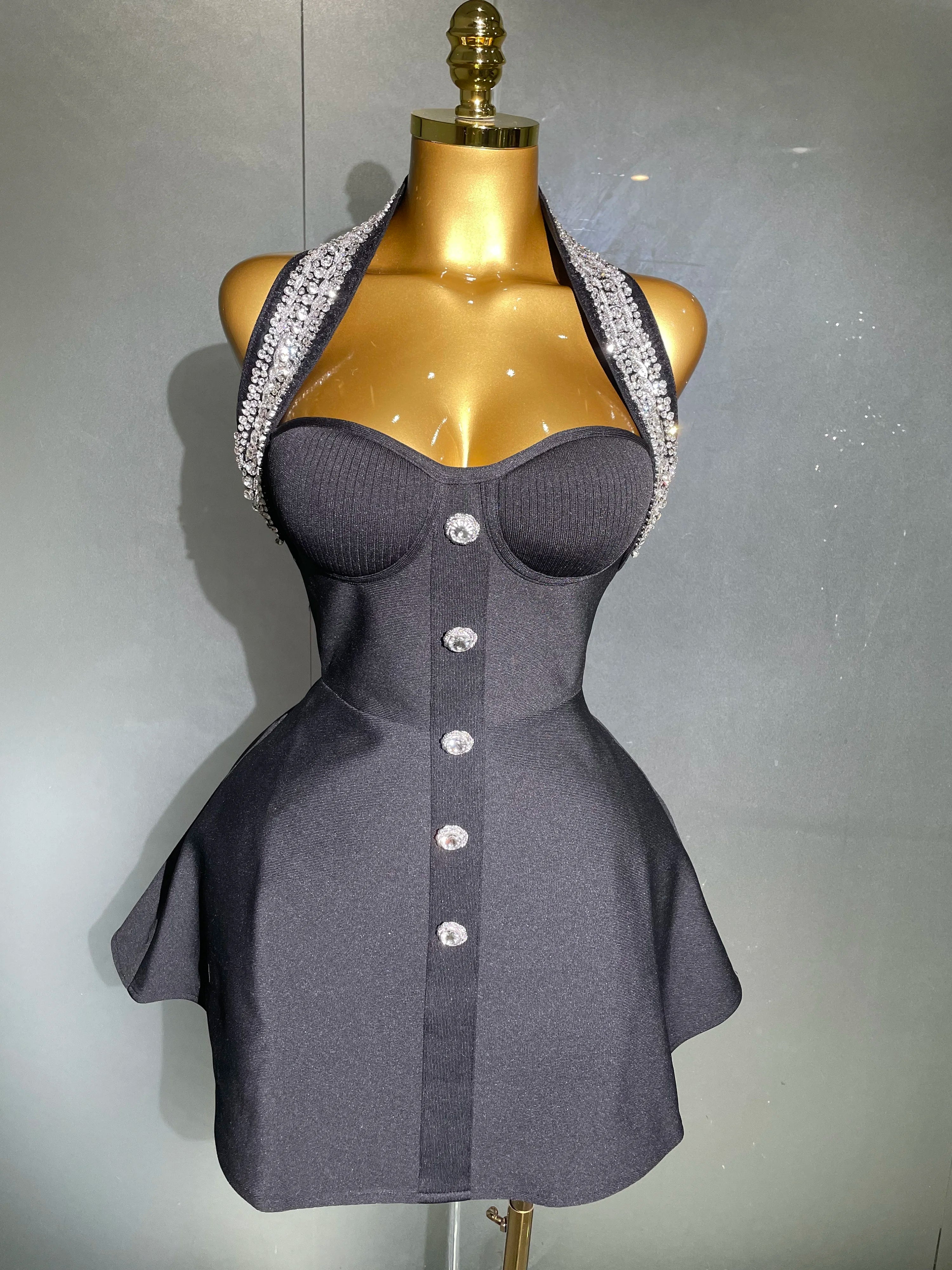 Off the Shoulder Shinning Crystal Bodycon Bandage Dress