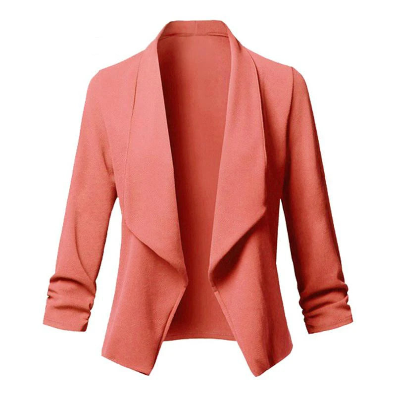 Thin Blazers Cardigan  Blazers  Jackets Ruched Asymmetrical Casual Business Suit