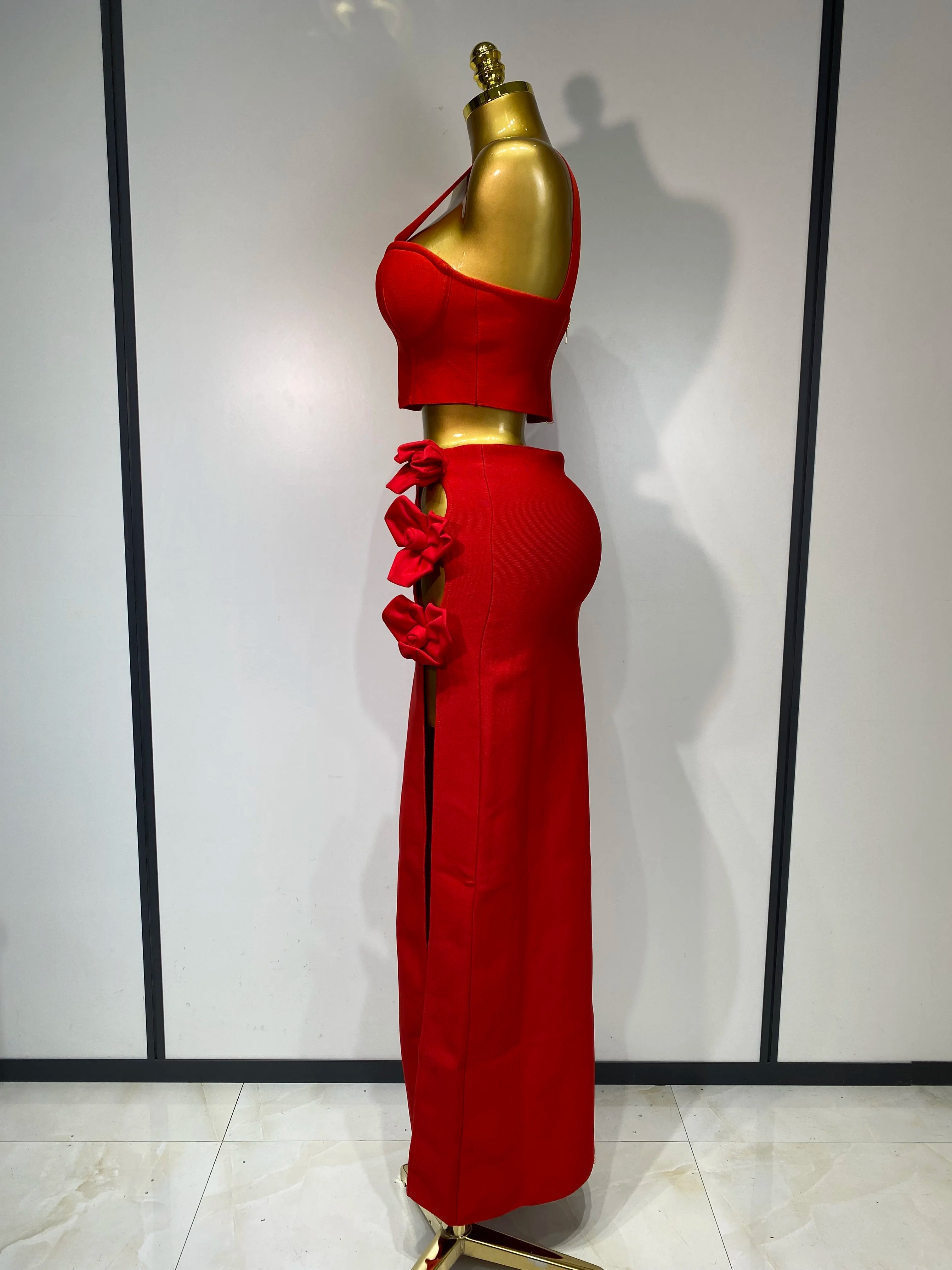 Elegant Tight Bodycon Bandage Long Two Piece Skirt And Top