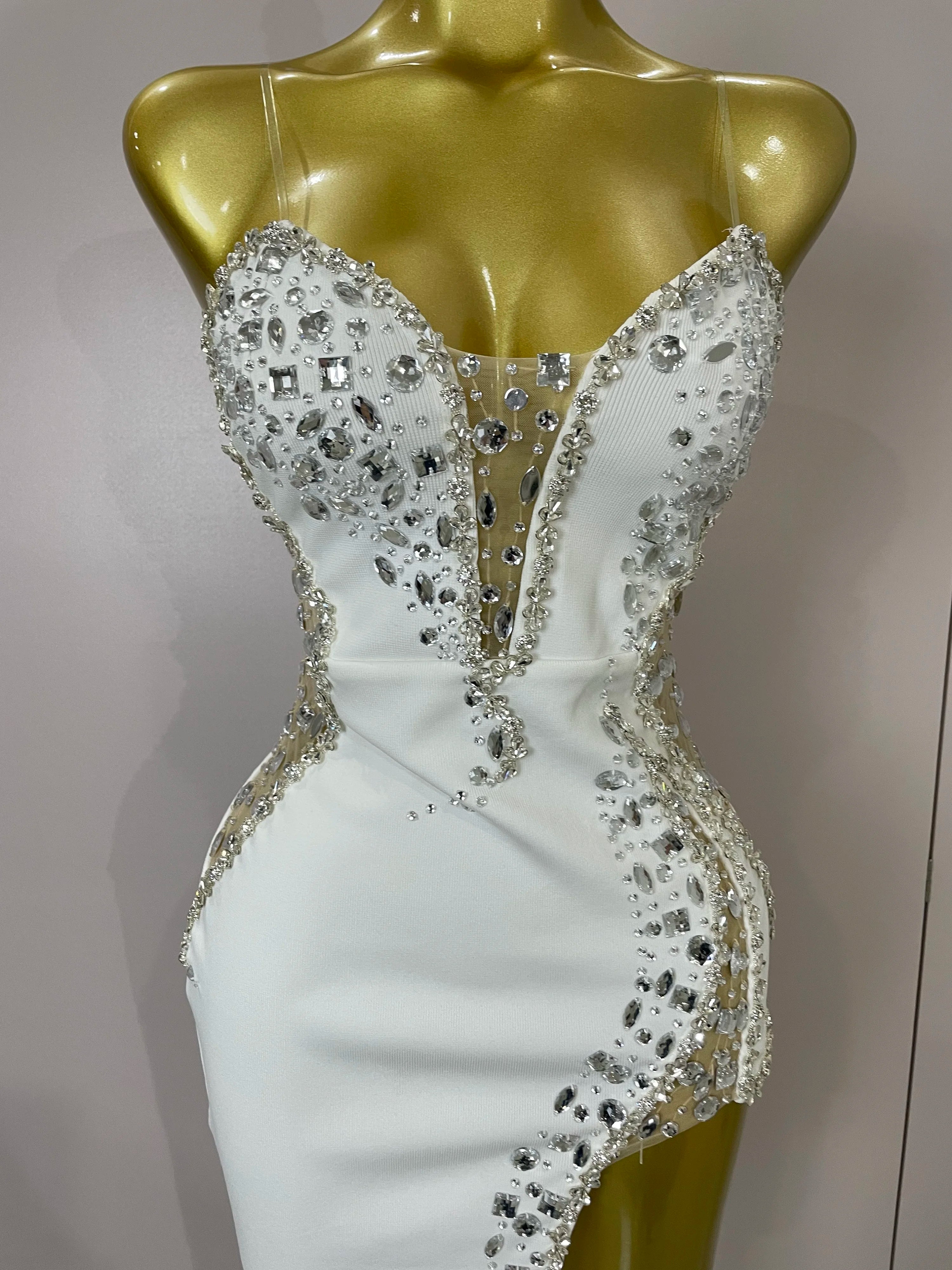 Strapless Shinning Rhinestones Bodycon Bandage Long Dress