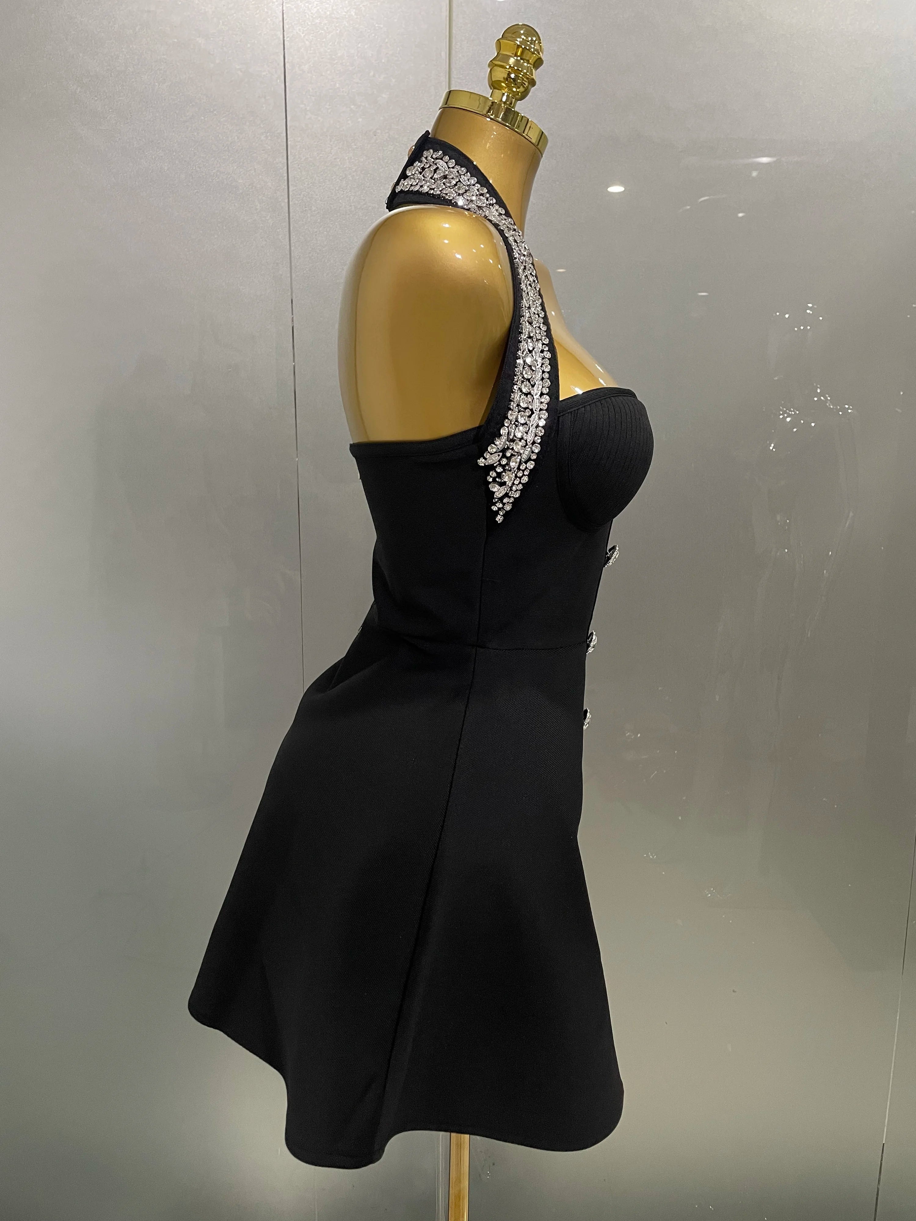 Off the Shoulder Shinning Crystal Bodycon Bandage Dress